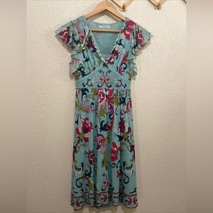 Vivienne Tam Paisley print mesh dress lined With Slip size 0 euc